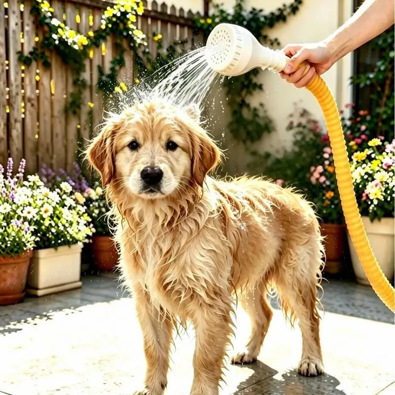 Universal Pet Grooming Shower Head Sprayer - Multi-Hole Spray Attachment for Dog and Cat Bathing, Silicone and ABS Construction, 68-Inch Flexible Hose for Bathtub or Sink