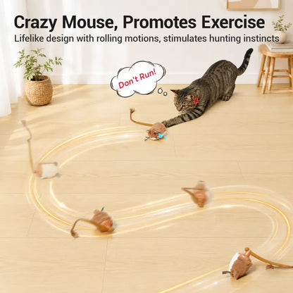 Potaroma Plush Mouse Interactive Cat Toy - Automatic Motion-Activated Electric Game for Indoor Cats, Rechargeable and Engaging Exercise Solution