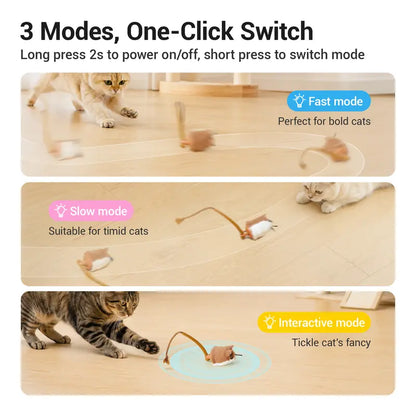 Potaroma Plush Mouse Interactive Cat Toy - Automatic Motion-Activated Electric Game for Indoor Cats, Rechargeable and Engaging Exercise Solution
