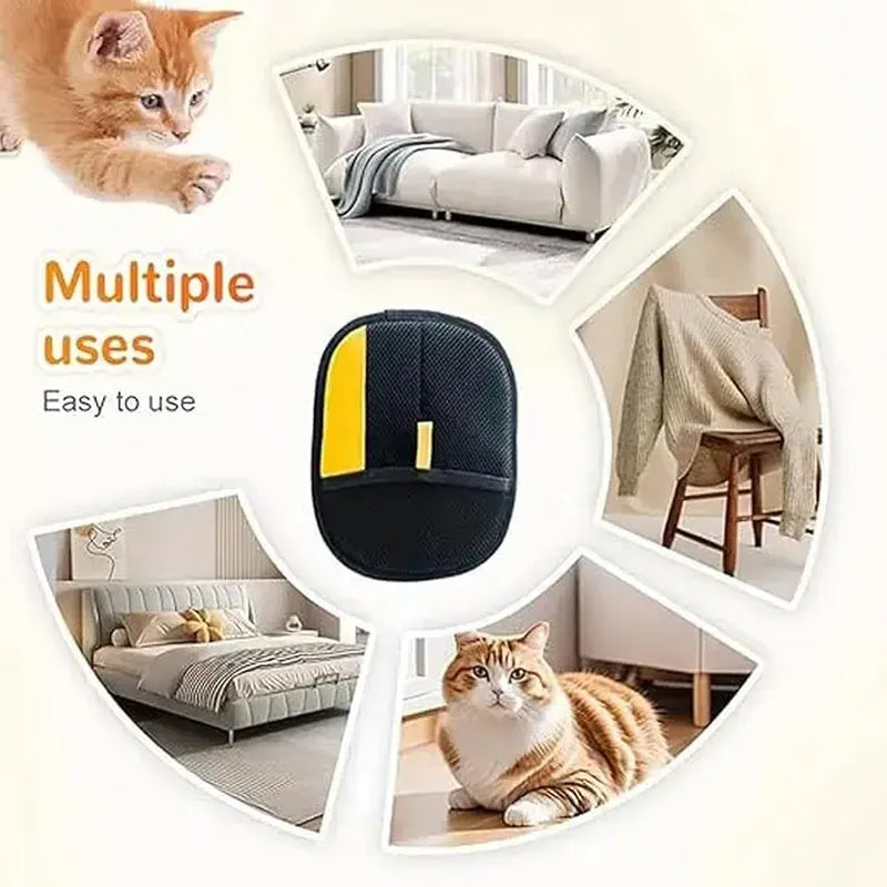 Electrostatic Pet Hair Removal Gloves - Reusable Double-Sided Grooming Mitt for Cats and Dogs, Efficient Hair Removal and Grooming Solution for Furniture and Carpets