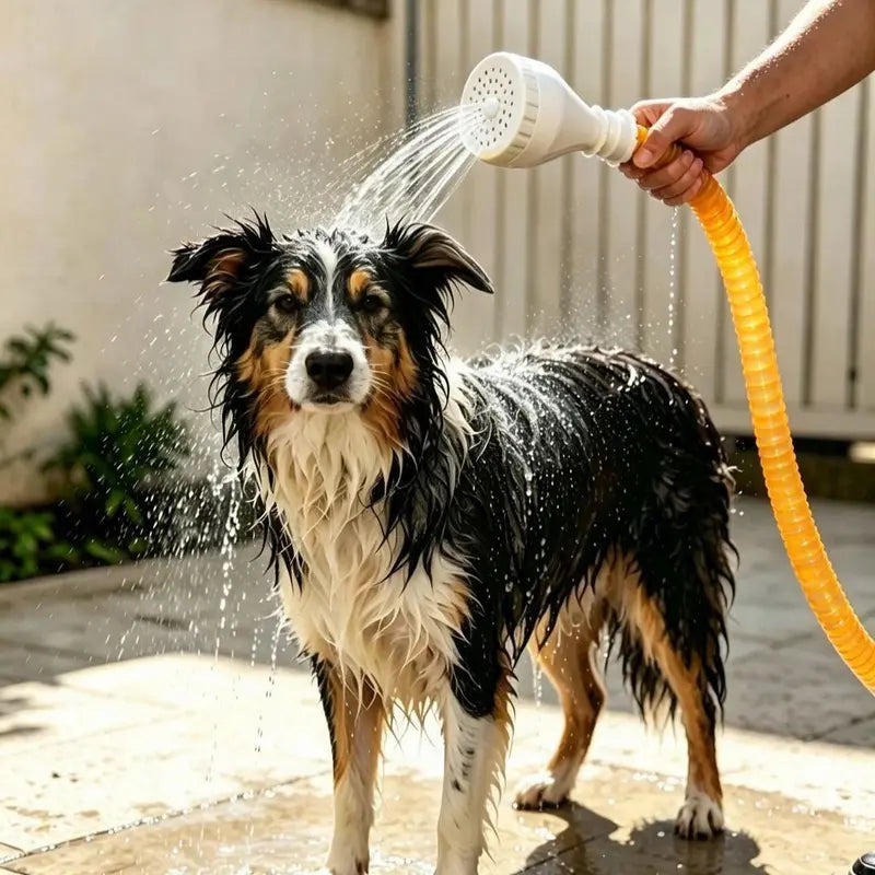 Universal Pet Grooming Shower Head Sprayer - Multi-Hole Spray Attachment for Dog and Cat Bathing, Silicone and ABS Construction, 68-Inch Flexible Hose for Bathtub or Sink