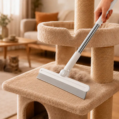 Professional Pet Hair Remover Rake and Scraper with 180° Rotating Design, Reusable Wet/Dry Squeegee, Silicone Scrubber for Carpets, Couches, Hardwood Floors, Bathrooms, and Pet Areas - Lint Roller Alternative for Rugs, Beds, Mats, and Furniture