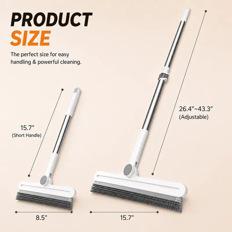 Professional Pet Hair Remover Rake and Scraper with 180° Rotating Design, Reusable Wet/Dry Squeegee, Silicone Scrubber for Carpets, Couches, Hardwood Floors, Bathrooms, and Pet Areas - Lint Roller Alternative for Rugs, Beds, Mats, and Furniture