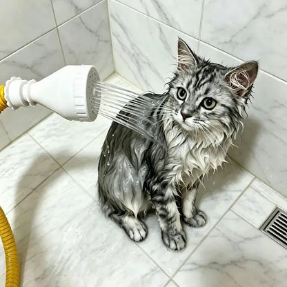Universal Pet Grooming Shower Head Sprayer - Multi-Hole Spray Attachment for Dog and Cat Bathing, Silicone and ABS Construction, 68-Inch Flexible Hose for Bathtub or Sink