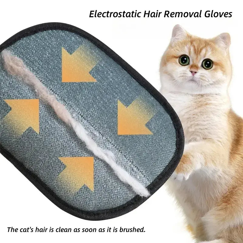 Electrostatic Pet Hair Removal Gloves - Reusable Double-Sided Grooming Mitt for Cats and Dogs, Efficient Hair Removal and Grooming Solution for Furniture and Carpets