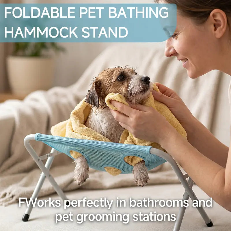 Foldable Pet Bathing Stand – Cat and Dog Bath Hammock, Anti-Movement and Scratch-Resistant, Ideal for Medicine Administration and Bathing