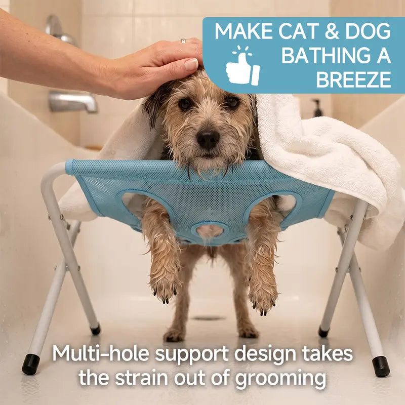 Foldable Pet Bathing Stand – Cat and Dog Bath Hammock, Anti-Movement and Scratch-Resistant, Ideal for Medicine Administration and Bathing
