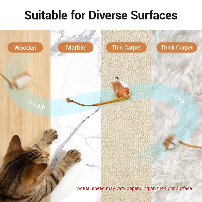 Potaroma Plush Mouse Interactive Cat Toy - Automatic Motion-Activated Electric Game for Indoor Cats, Rechargeable and Engaging Exercise Solution