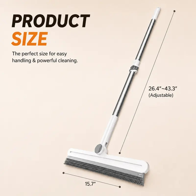 Professional Pet Hair Remover Rake and Scraper with 180° Rotating Design, Reusable Wet/Dry Squeegee, Silicone Scrubber for Carpets, Couches, Hardwood Floors, Bathrooms, and Pet Areas - Lint Roller Alternative for Rugs, Beds, Mats, and Furniture