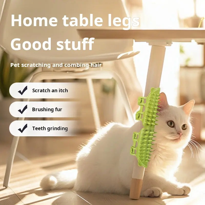 Cat Grooming Supplies 2-Pack Universal Self-Grooming Slicker Brush - Corner Scratching Board with Silicone Massage Brush, Hair Care & Scratch Relief Gadget for Cats, Durable Wear-Resistant
