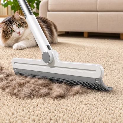 Professional Pet Hair Remover Rake and Scraper with 180° Rotating Design, Reusable Wet/Dry Squeegee, Silicone Scrubber for Carpets, Couches, Hardwood Floors, Bathrooms, and Pet Areas - Lint Roller Alternative for Rugs, Beds, Mats, and Furniture